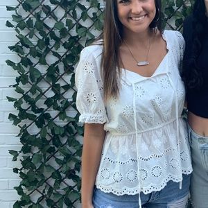 White Eyelet Top